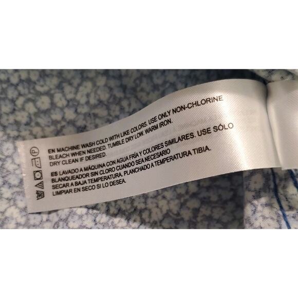 Men's XL Denim & Flowers Blue White Floral Button-down Shortsleeved Shirt Tags - Picture 10 of 15